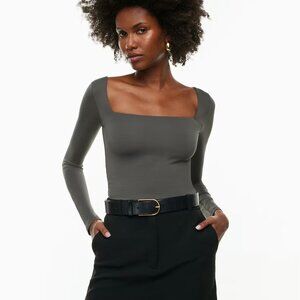 Babaton Contour Squareneck Longsleeve in Slate Charcoal Gray